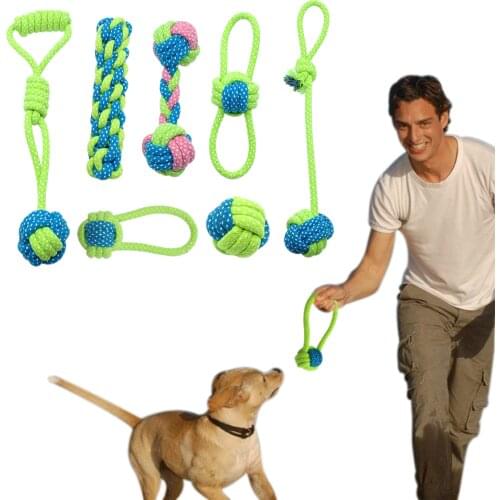 Cotton Dog Rope Toy Knot Puppy Chew Teething Toys Teeth Cleaning Pet Palying Ball For Small Medium Large Dogs