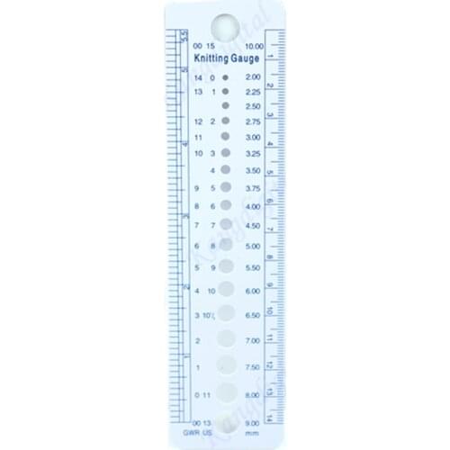 UK US Canada Gauge Inch cm Ruler Tool All In One Knitting Needle Sizes Q6PA