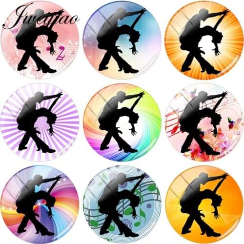 JWEIJIAO Argentine Tango Dancers Silhouette DIY Glass Cabochon Dome Demo Flat Back Making Findings For Keychain Bracelet