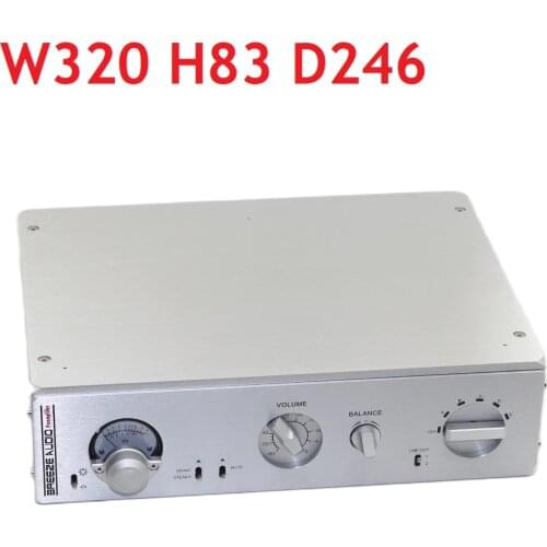 VU Meter CNC Aluminum Chassis DAC Preamp Amplifier Housing Earphone Case DIY Decoder Enclosure BZ3208A W320 H83 D246 AMP