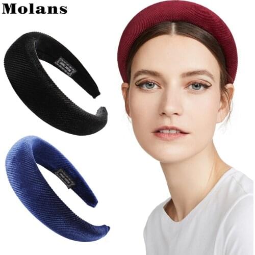 MOLANS Solid Padded Headband 90s Women Retro Sponge Hair Bands Bezel For Girl DIY Hair Accessories Headwear 2020