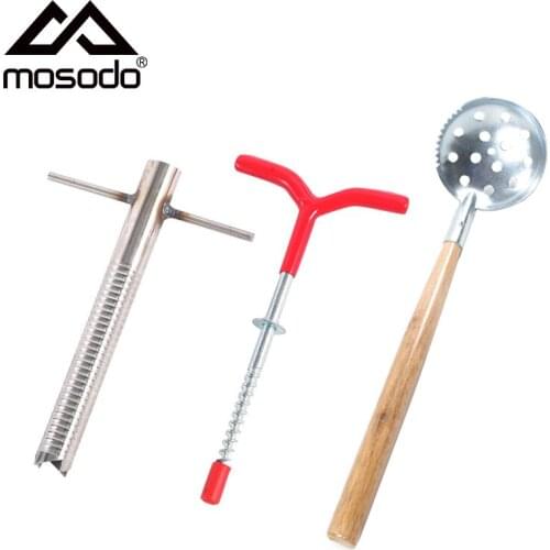 Mosodo Ice Fishing Drill Ice Skimmer Camping Tent Screw Fixed Nail Ice Auger Spiral Drill Rod Holder Winter Fishing Tackle Tools