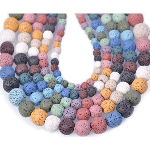 Natural Volcano Lava Stone Round 6mm 8mm 10mm 12mm 14mm 16mm Loose Beads Lot for Jewelry Making DIY Bracelet Findings