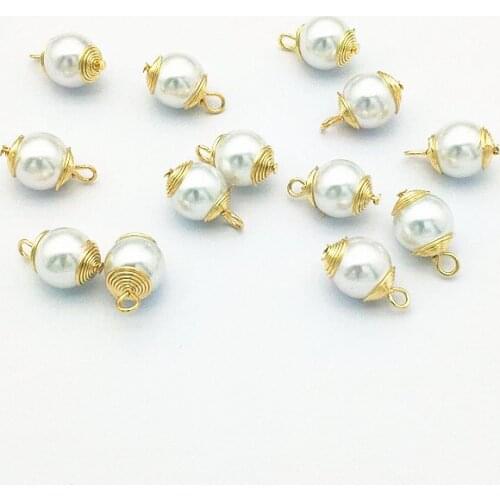 New arrival! 16x10mm 50Pcs Plating Real gold/Imitation pearl Round Charm for Earring DIY Making, Jewelry Findings & Component