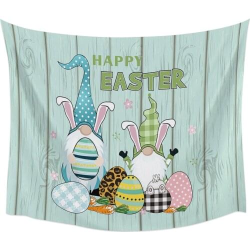 Easter Gnome Eggs Wood Texture Wall Tapestry Home Wall Decor Bedroom Tapestry Wall Hanging Yoga Mat Picnic Mat