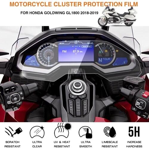 Fit For HONDA GL1800 Goldwing 2018 2pcs Show Chrome Dash Screen Protective Speedometer Instrument Film Panel Screen Protector C