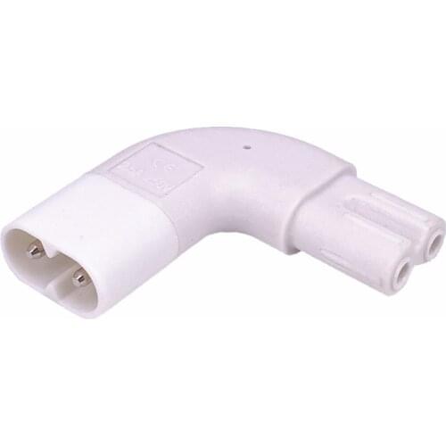 Right Angled IEC 320 C7 Female To C8 Male 2-Pin AC Power Plug Converter Adapter White/Black