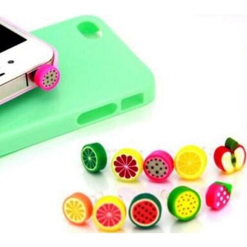Headphone Fruit Dust Plug Dust Cap For Iphone Samsung 3.5mm Universal Earphone Mobile Phone Accessory