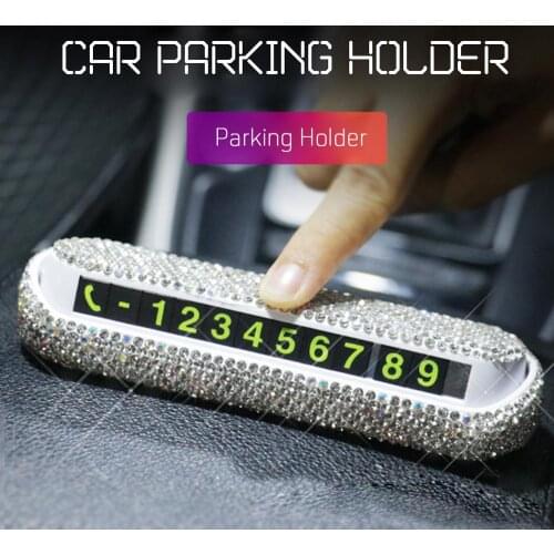 Diamond Crystal Hideable Temporary Car Parking Card Phone Number Card Plate Telephone Number Card Rhinestones Car Stickers