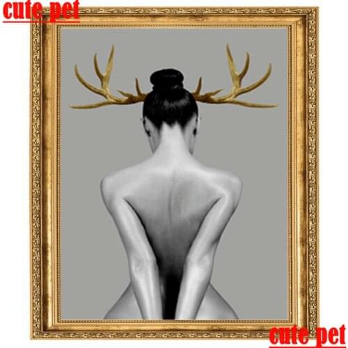 Modern Simple Wallpaper Fashion Sexy Golden Deer Canvas Painting Art Printing Poster Pictures Wall Bedroom Room Home Decoration
