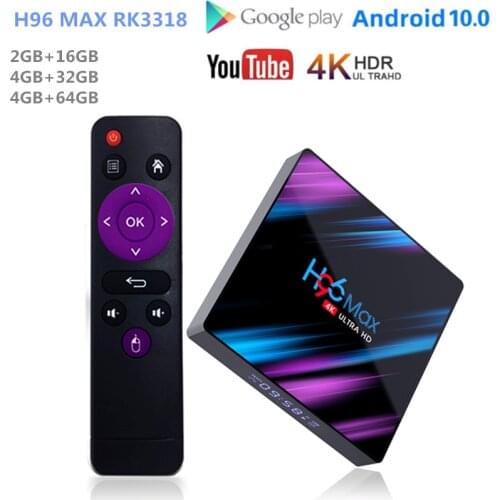 H96 max rk3318 tv box android 10.0, smart tv box 4gb 32gb 64gb hd, media player, 4k, h96max 2gb16gb Wi-fi Netflix Set top Box Me