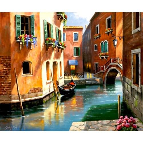 Venice Afternoon Cross Stitch Kits Scenery Color 14CT Unprinted For DIY Embroidered Handmade Arts Set Wall Home Decor