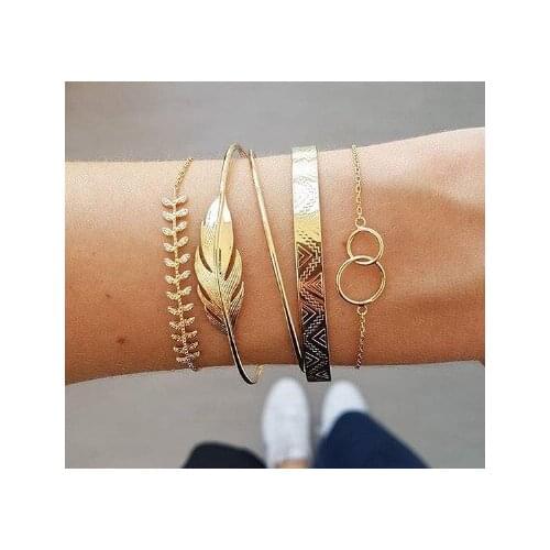 Yayi jewelry Punk Gold Color Charm Chain For Women Pearl Coin Butterfly Alloy Bangle Bracelets Fashion Bohemian Jewelry Set Gift