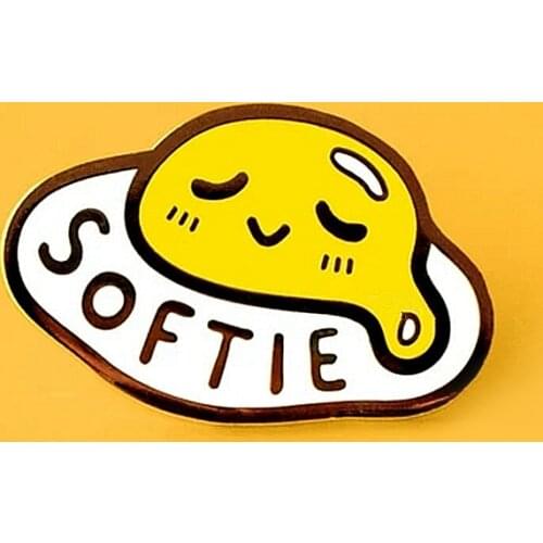 Cartoon Funny Softie Fried Egg Enamel Brooch Pin Backpack Hat Bag Lapel Pins Badges Women Mens Fashion Jewelry Accessories