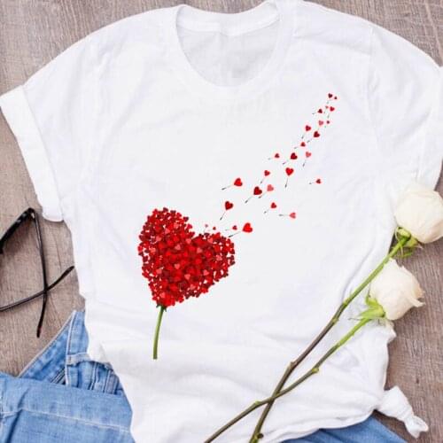 Women Graphic Love Heart Shape Kawaii Fashion Clothing Cute 90s Clothes Lady Tees Tops Female T Shirt Womens T-Shirt