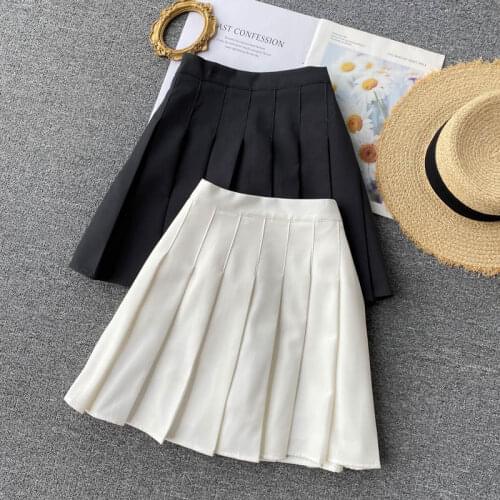 Women High Waist A Line Pleated Skirt Casual Chic Short Skirt All-match Mini Skirt