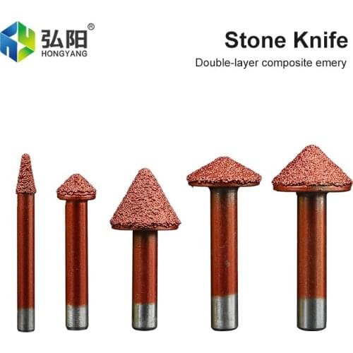 1pc Multilayer Emery Brazing Milling Cutter Marble Granite Lettering V-Shaped Carving Cutter CNC Cone Cutting End Mill Bit