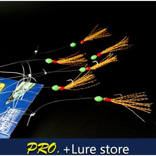 10 bags gold color fishing sabiki lure baits , sea fishing rigs hooks sabiki shrimp rig hooks for bass carp sea fishing samodur