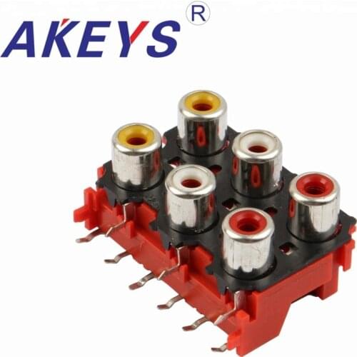 10 PCS AV6-8.4-13 six holes-hole RCA audio socket RCA with the core connector AV socket