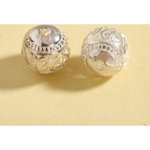 2Pcs 9mm 925 Sterling Silver Spacers Beads Hollow Round Ball For Necklace Bracelets Handmade DIY Jewelry Components Making 92534