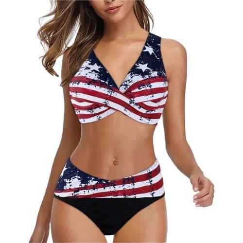 2021 New bikini set bathing suit woman swimsuit female Plus size bikini Strip l print swimwear women