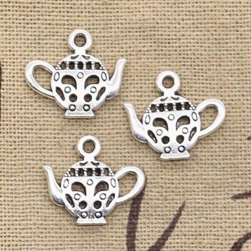 30pcs Charms Hollow Teapot 16x18mm Antique Antique Silver Color Plated Pendants Making DIY Handmade Tibetan Silver Color Jewelry