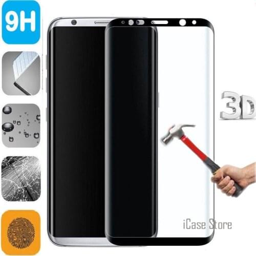 3D 9H Curved Tempered Glass Screen Protector For Samsung Galaxy S6 S7 Edge Plus S8Plus S8 Protective Film Pelicula De Vidro Case