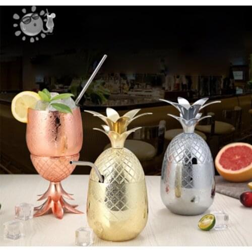 500ml Wine Cup Stainless Steel Pineapple Shape Cocktail Glass Bar Cafe Fashion Party Mug