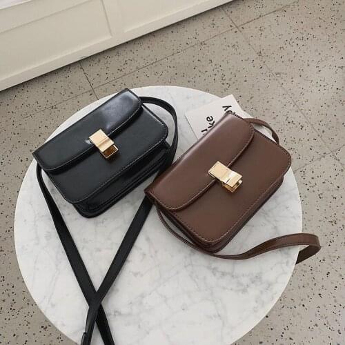 Anreisha Womens bags 2021 New female bag Retro Tofu bag Box small square bag Stewardess Shoulder Messenger bag PU Crossbody