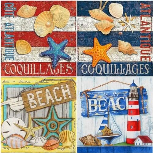 AZQSD Diamond Painting Kit Shell Picture Of Rhinestones Handicraft Diamond Embroidery Landscape Full Square Drill Home Decor