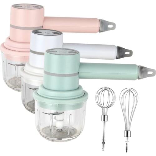 Egg Whisk Handle Wireless Garlic Blender 3 Speeds Lightweight High Power Foamer Jam Blender Puree Milk Frother Food Blender