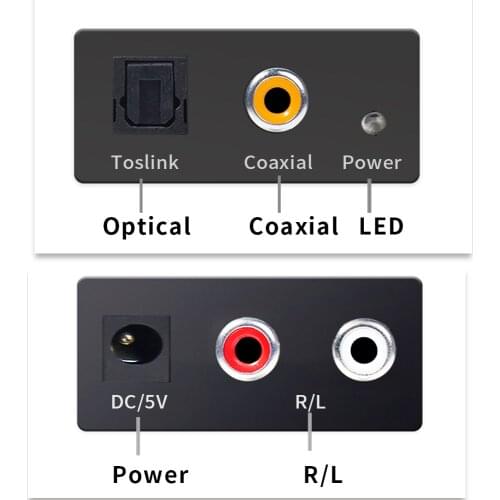Digital to Analog Converter DAC Digital SPDIF Toslink to Analog Stereo Audio L/R Converter Adapter with Optical Cable for TV DVD
