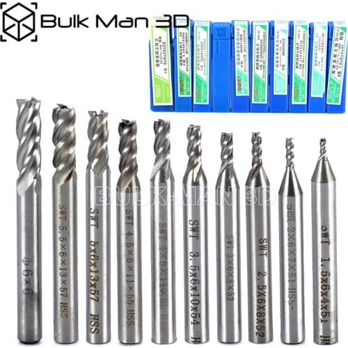 10Pcs HSS 4 Flute Milling Cutter 1.5-6mm End Mill Tool Set Straight Shank Router Drill Bit CNC Tools for Wood Metal Engraver