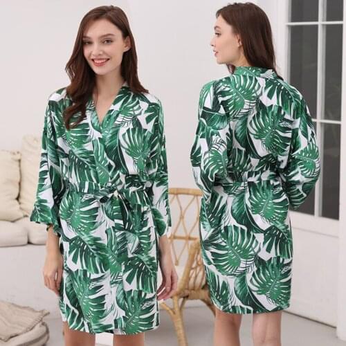 Owiter 2020 Women Cotton Robe Tropical Floral Bridesmaid Robes Bridal Robes Bride Wedding Kimono Robe Dressing for Women