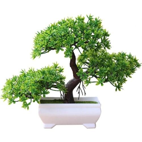 Artificial Bonsai Natural Realistic Plastic Welcoming Pine Bonsai for Wedding Bonsai Artificial Flowers in Pot For Home Decor