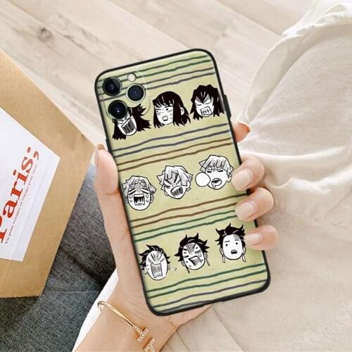 Kimetsu No Yaiba For IPhone Se 6 6s 7 8 Plus X XR XS 11 12 Mini Pro Max Tempered Glass TPU Soft Silicone Phone Case Cover Shell