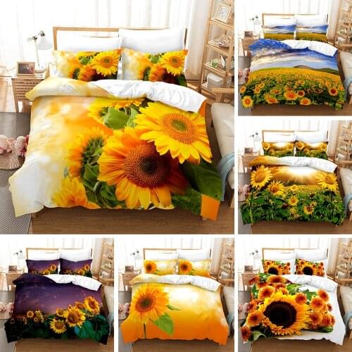 Bedding Set 3D Print Design Duvet Cover Queen Twin Size Dropshipping Boy gife SINGLE only 1 Pillowcase Flower sunflower