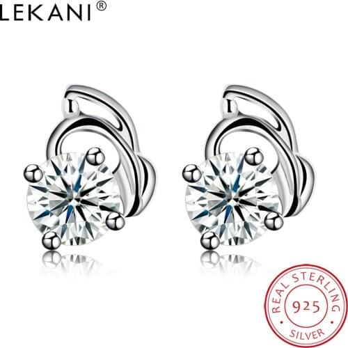 LEKANI 925 Sterling Silver Irregular Earrings For Women Minimalist Luxury Cubic Zirconia Stud Earring Fine Jewelry Hot Sale