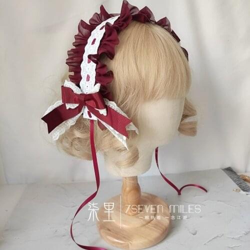 Lolita Handmade KC Headdress Soft Sister Sweet Lace Trim Bowknot Long Ribbon Headband Loli Girl Daily Hair Ornaments