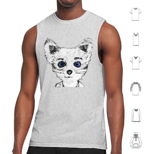 Silver Fox Tank Tops Vest 100% Cotton Fox Silver White Blue Eyes Fantastic Cousin Athlete Talented Unaccompanied Minor Animal