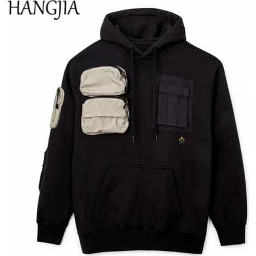 Cactus Jack Cargo Hoodies Embroidery Mens Cargo Pullover Hoodie Travis Scott Streetwear Multiple Pockets Sweatshirts and Hoodies