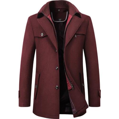 Mens casual and fashionable blended overcoat for autumn/winter new high quality pure color mens wool overcoat
