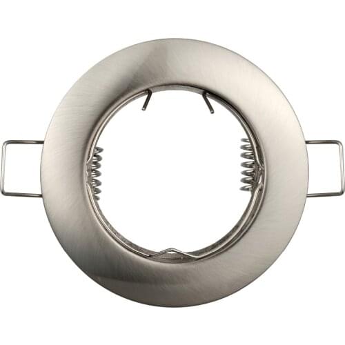 Pack of 10 Recessed GU5.3 MR16 Fitting Satin Nickel Lights/Frost White Ceiling Downlight Fitting