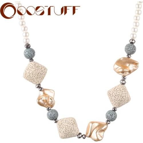 Wholesale Choker Necklace Beautiful Lava Stone Beads Handmade Jewelry For Statement Nature Stone Necklace Women collares colar