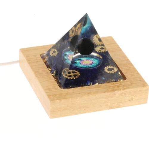 Orgone Pyramid Blue Crystal Obsidian Energy Generator Pyramid EMF Protection Meditation Tool