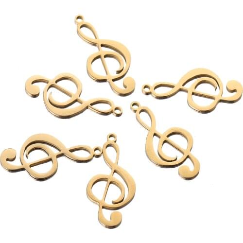10pcs/lot Stainless Steel Gold Musical Note Pendant Charms for DIY Bracelet Necklace Findings Jewelry Making Bulk Wholesale