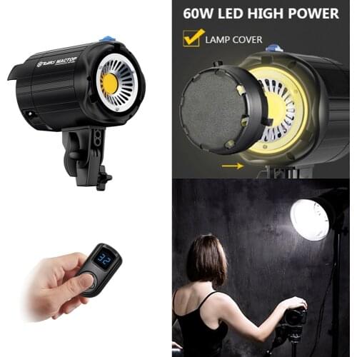 LED Continuous Video Light,Tolifo 60W Bowens Mount Aluminum Alloy Studio Lamp with LCD Display Remote control for Photography