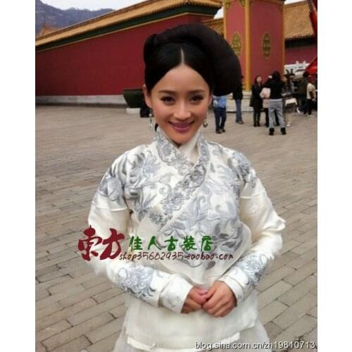TV Play Palace Lock ZhuLian Yuan Shanshan White Embroidery Womens Costume Qing Dynasty Princess Costume Hanfu