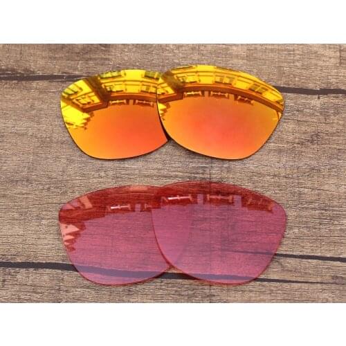 Vonxyz 2 Pairs Ruby Mirror & Pink Replacement Lenses for-Oakley Frogskins Frame