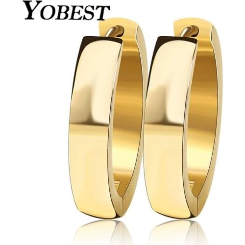 Yobest Stainless Steel Women Earrings 4mm Width Round Circle Brincos High Polished Hoop Earrings Fashion Jewelry